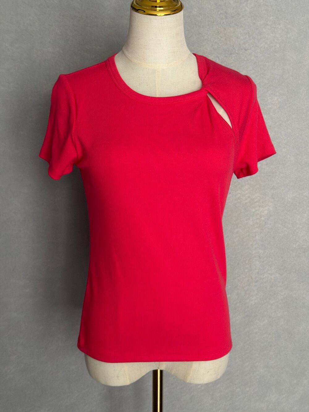 DKNY Ribbed Top Crew Neck Short Sleeve Women's Small NEW